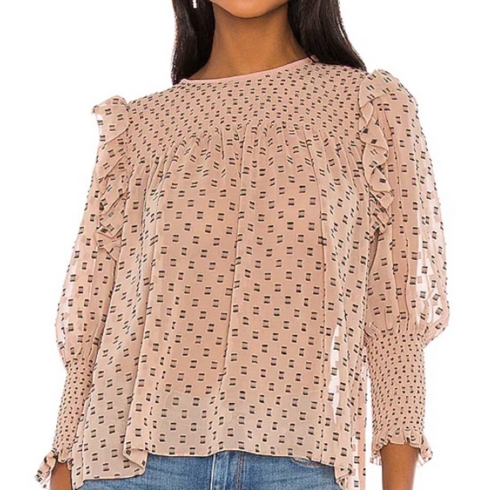 Joie Jamila blouse in the Ginger & Caviar color